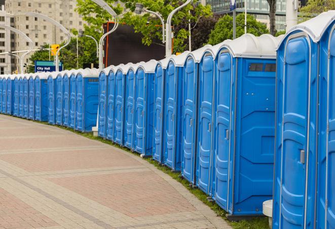 Seasonal porta potty units set up at a Magnolia, Arkansas venue