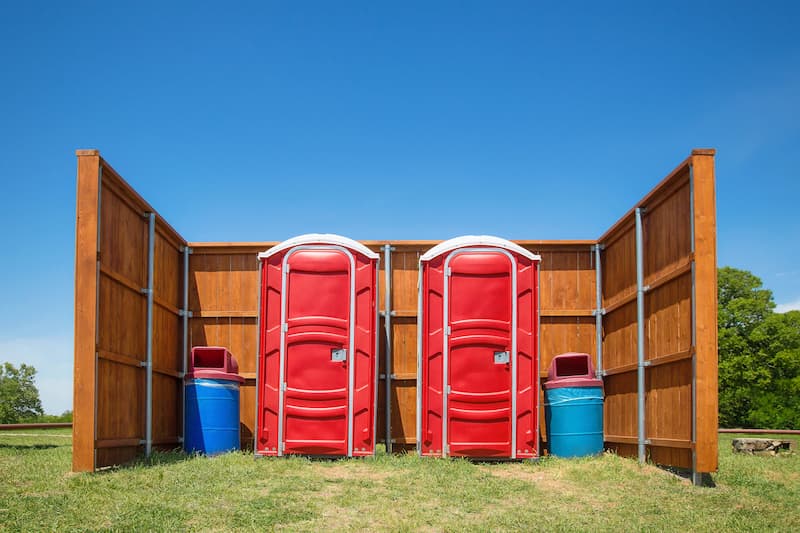 Short-term porta potty units staged for delivery in Magnolia, Arkansas